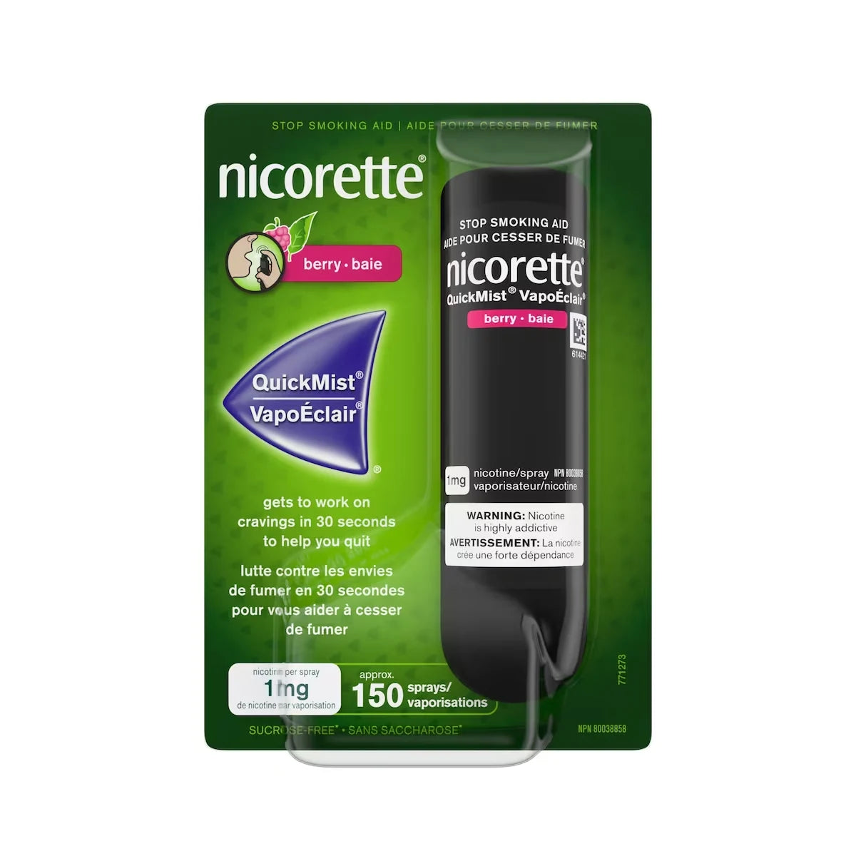 Nicorette Nicotine Quickmist Spray Berry front package