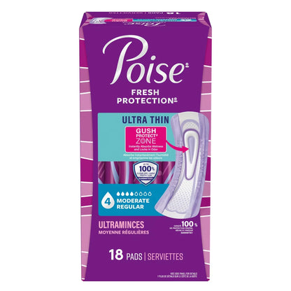 Poise Ultra Thin Incontinence Pads, Moderate Absorbency, Regular Length product detail