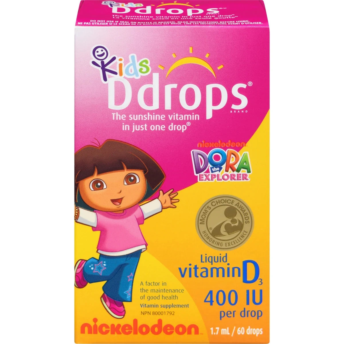 Ddrops Kids 400 IU Vitamin D3, 60 drops front package