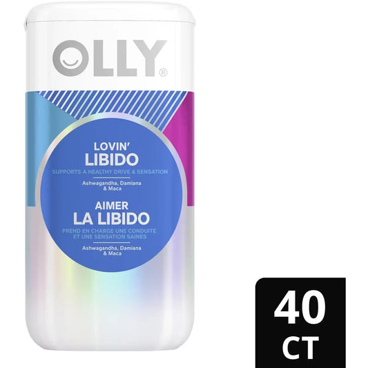 OLLY Supplement Capsules support physical aspects of drive & sensation Lovin' Libido supplements for women with product detail