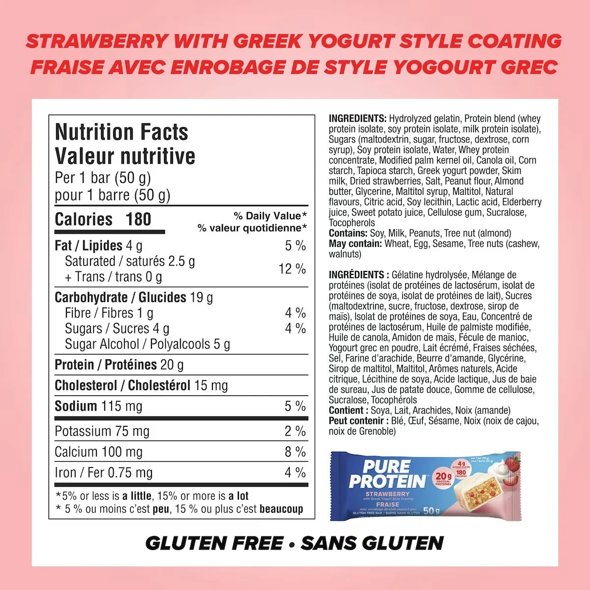 Pure Protein Bars, Strawberry with Greek Yogurt Style Coating,Gluten Free Snack Bar alternate view