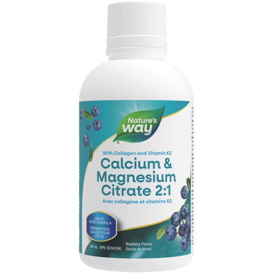 Nature's Way Calcium & Magnesium Citrate 2:1 with Vitamin K2 & Collagen, Blueberry alternate view
