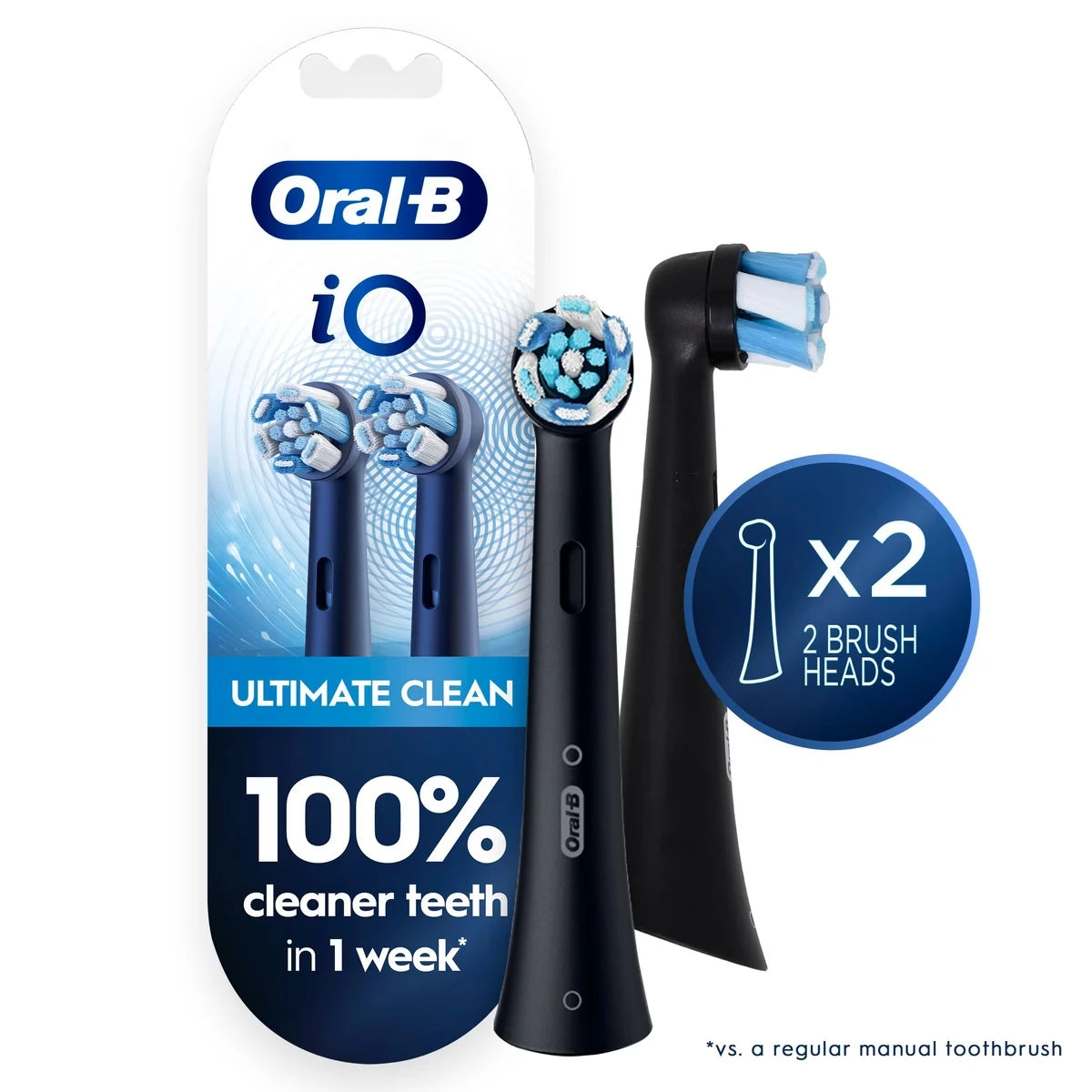 Oral B Oral-B iO Ultimate Clean Replacement Brush Heads, Black, 2 Count product image