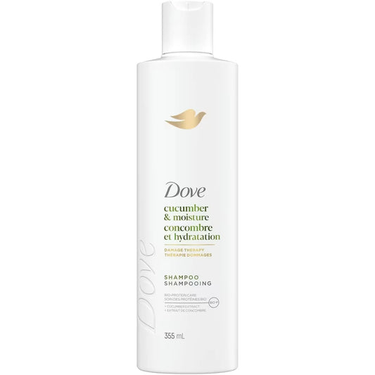 Dove Cucumber Moisture Shampoo for Dull & Dry Hair, with Liquid Bio-Protein Care, 355 ML front package