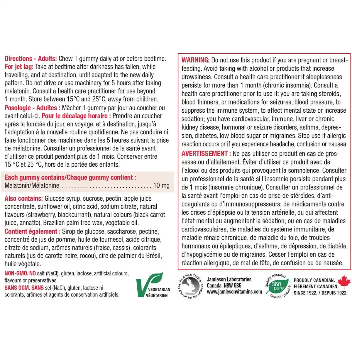 Jamieson Melatonin 10 mg Gummies product detail