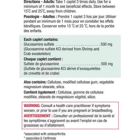 Jamieson Glucosamine Sulfate Caplets 500 mg product detail