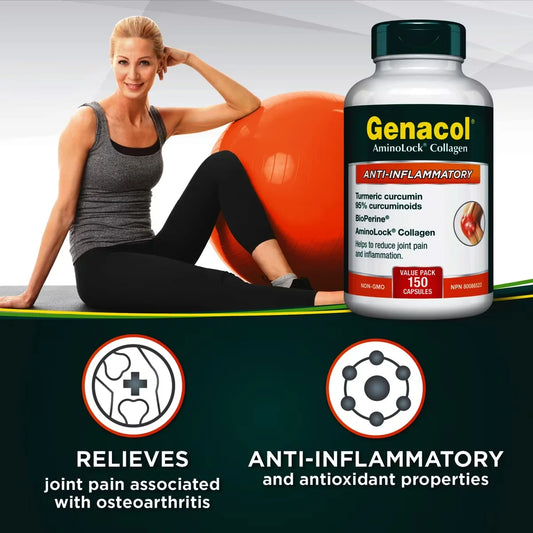 Genacol Anti-Inflammatory with AminoLock Collagen, Turmeric Curcumin and BioPerine product package