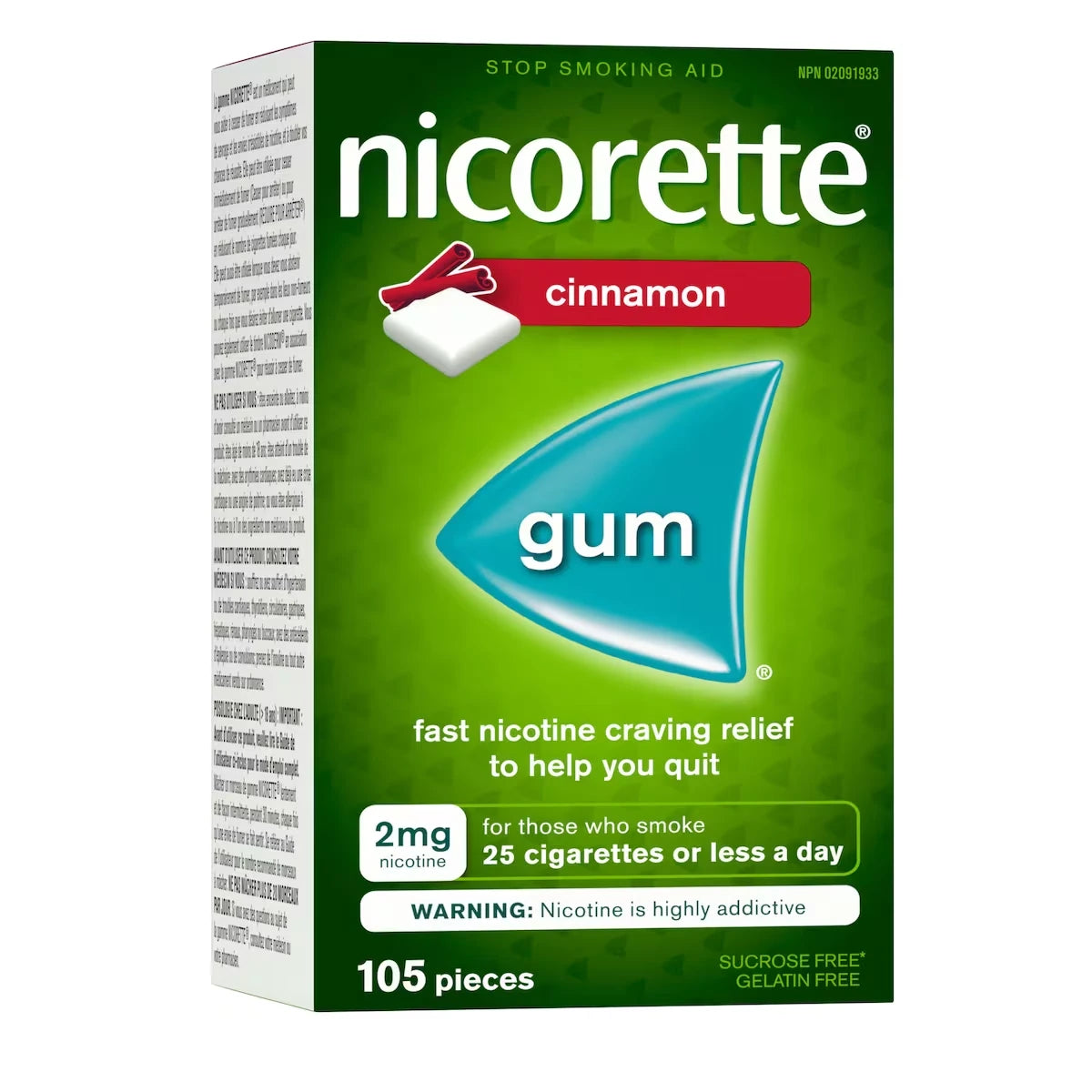 Nicorette Nicotine Gum, 2 mg, Cinnamon product detail
