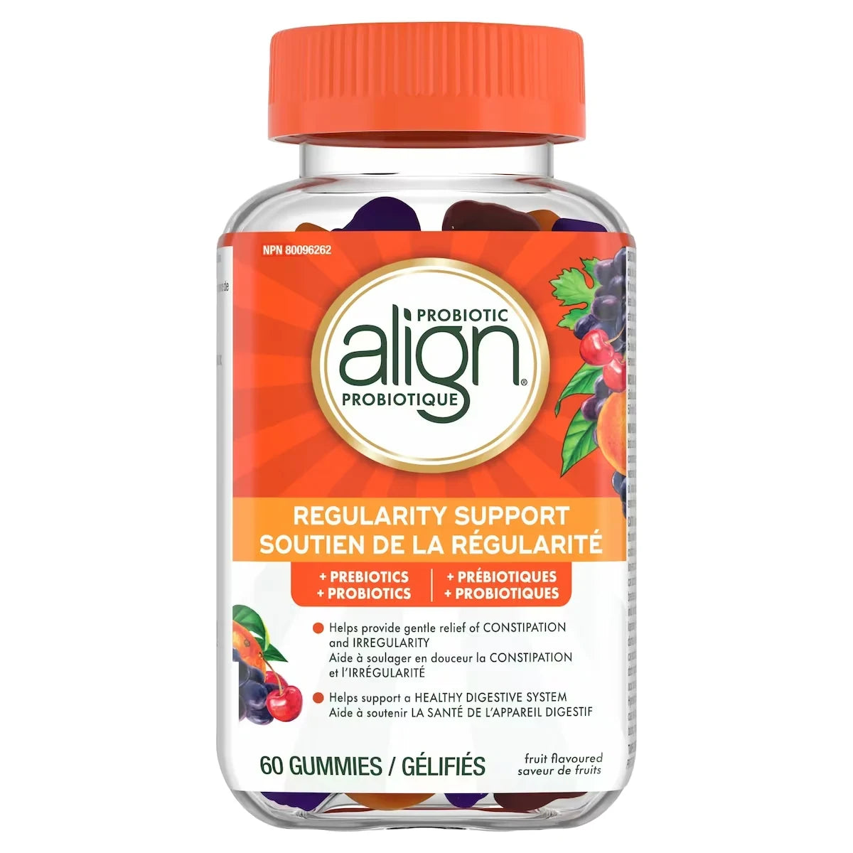 Align Probiotic, Regularity Support Probiotic Gummy, #1 Doctor Recommended Probiotic Brand‡, Fruit Flavored, 60 Gummies product package