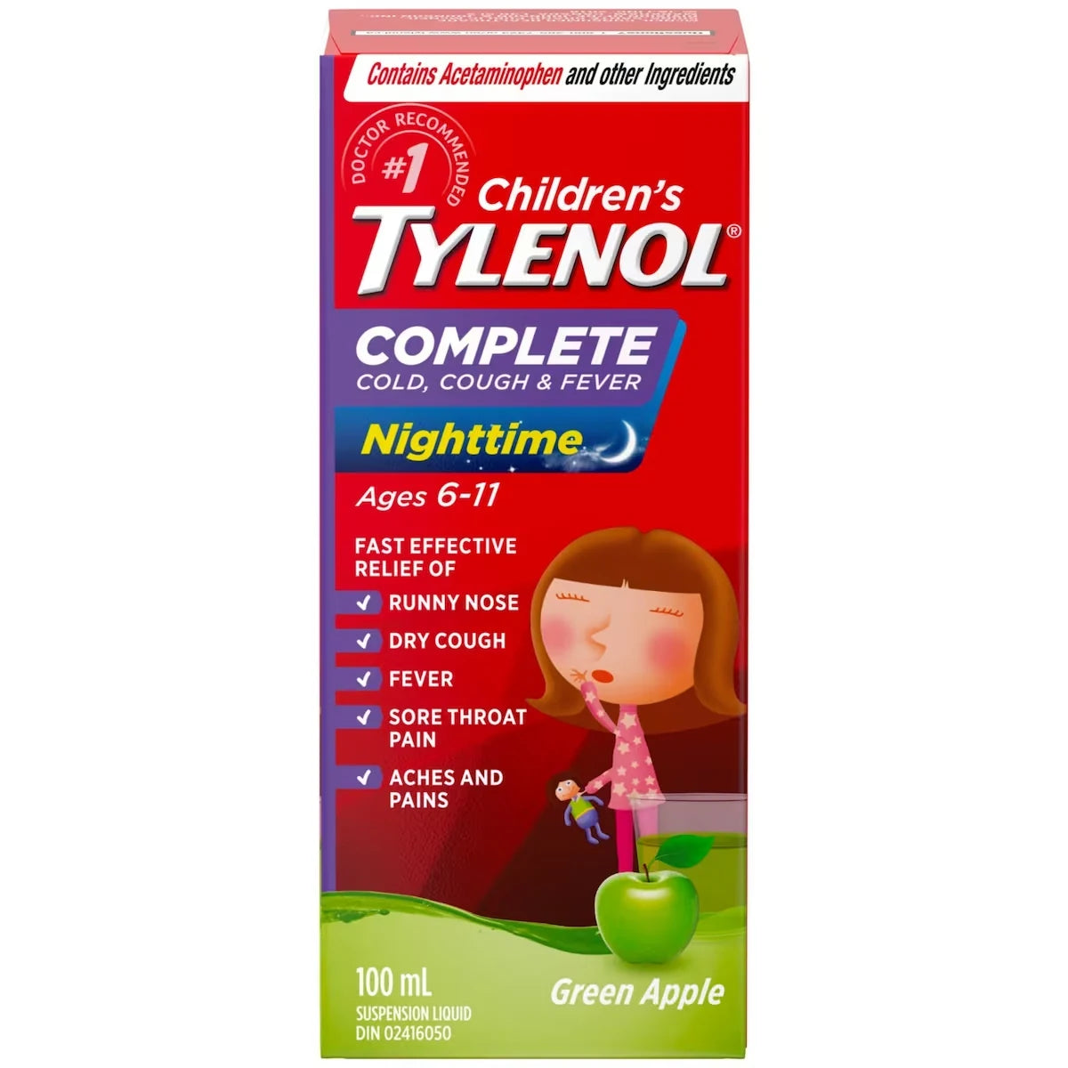 Tylenol Children's Medicine, Complete Cold, Cough, & Fever, Apple front package