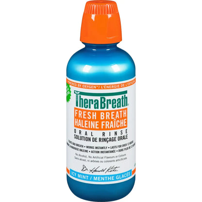 TheraBreath Fresh Breath Oral Rinse Icy Mint front package