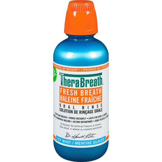 TheraBreath Fresh Breath Oral Rinse Icy Mint front package