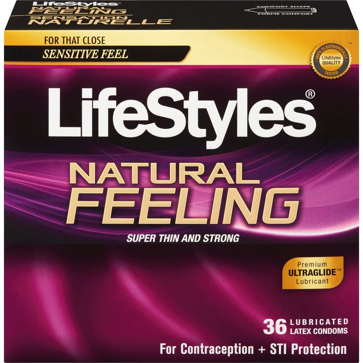 Lifestyles Natural Feeling Latex Condoms front package