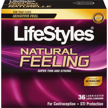 Lifestyles Natural Feeling Latex Condoms front package