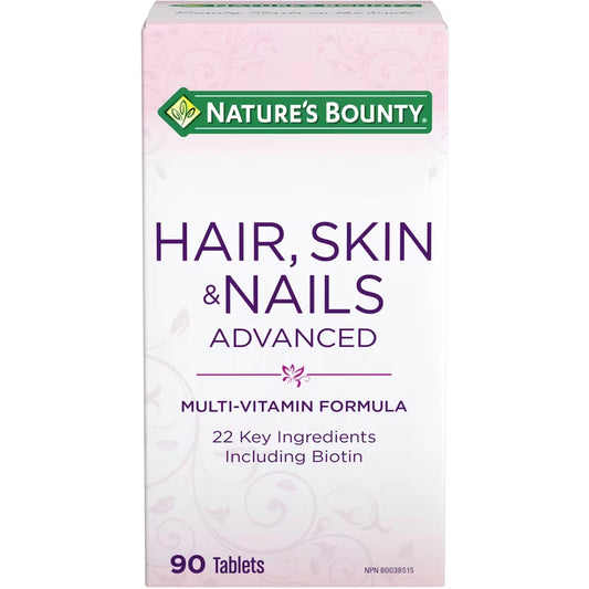 Natures Bounty Hair, Skin & Nails Advanced with Biotin Supplement, Multivitamin Formula front package