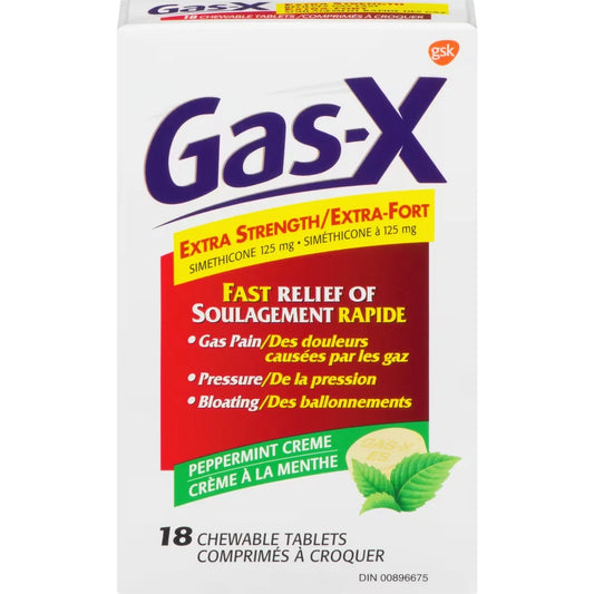 Gas-X Extra Strength, 18 units, Peppermint front package