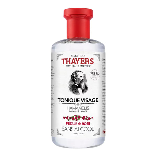 Thayers Rose Petal Alcohol Free Witch Hazel Face Toner with Aloe Vera formula 355 mL product package