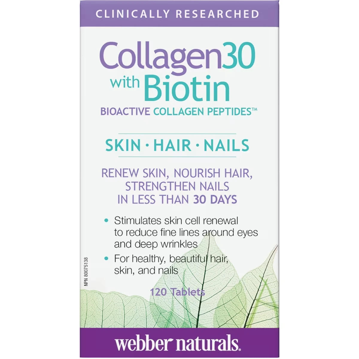 Webber Collagen30® with Biotin Bioactive Collagen Peptides front package