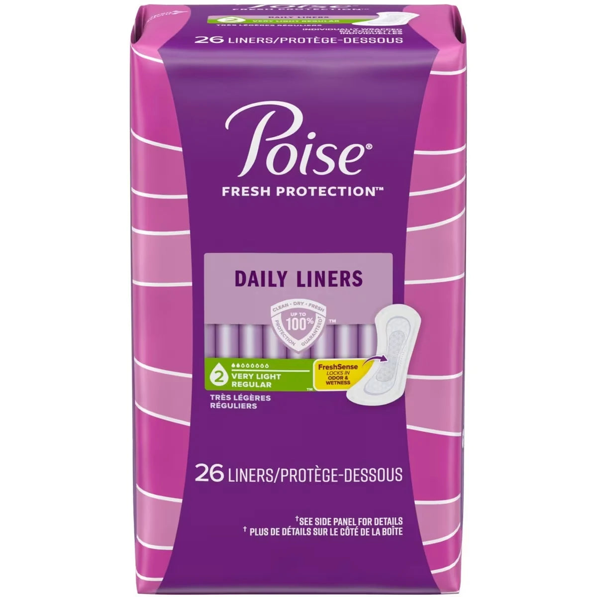 Poise Daily Incontinence Panty Liners, Very Light Absorbency, Regular product detail