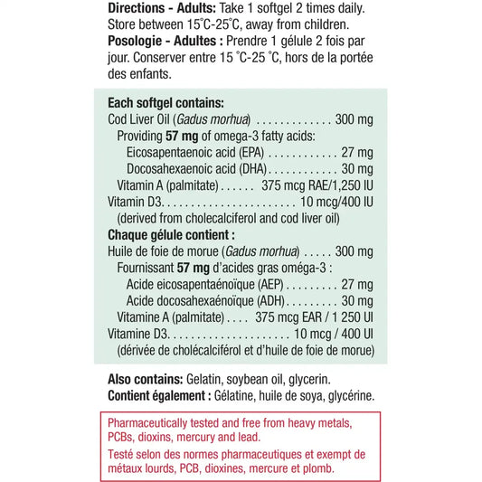 Jamieson Cod Liver Oil Softgels product detail