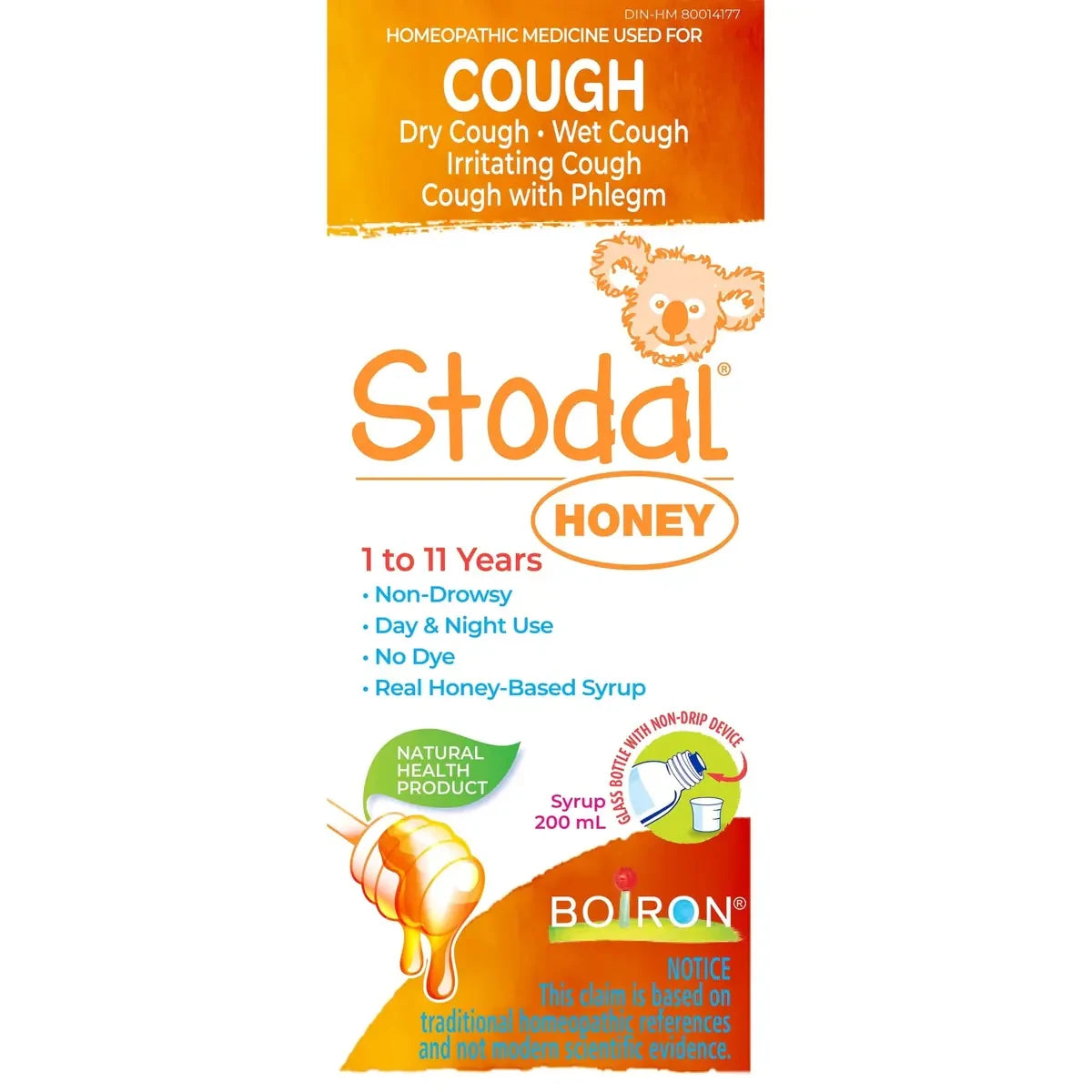 Boiron Stodal Honey for Dry Cough or Wet Cough front package