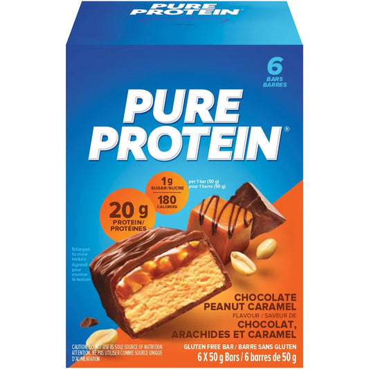 Pure Protein Bars, Chocolate Peanut Caramel, Gluten Free Snack Bars front package