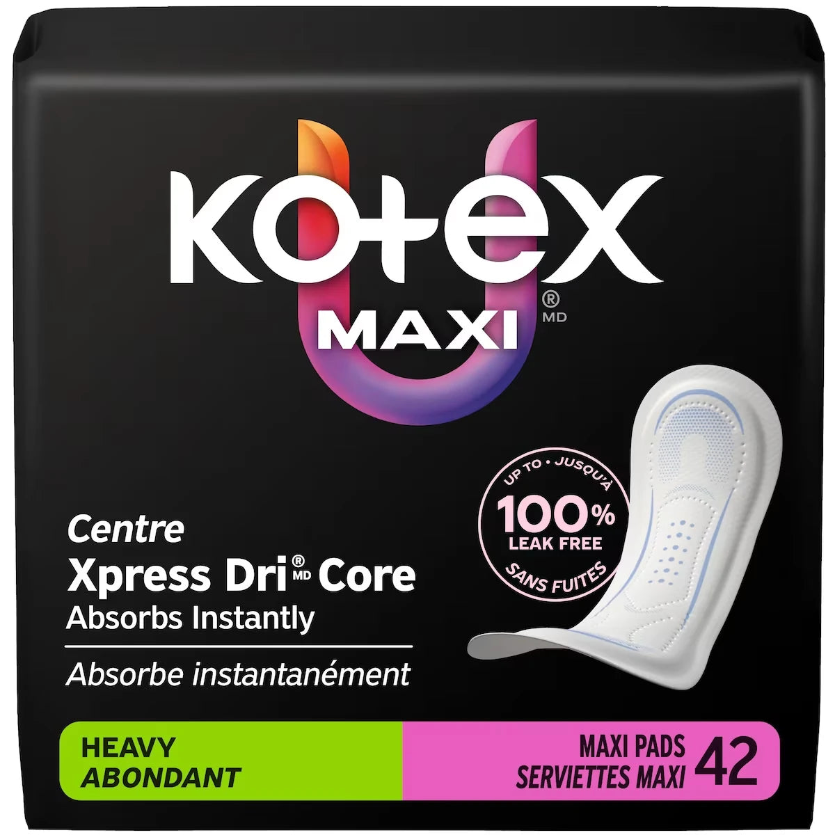 Kotex Maxi Pads, Heavy Absorbency front package