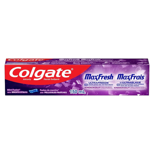 Colgate MaxFresh Knockout Mint Toothpaste front package