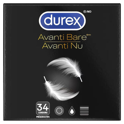 Durex Avanti Bare, Ultra Thin Condoms, 34 Count front package