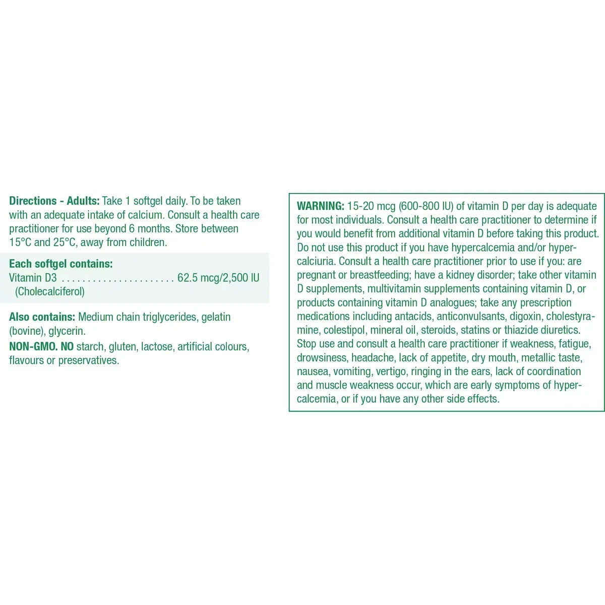 Jamieson Vitamin D 2500 IU Softgel product detail