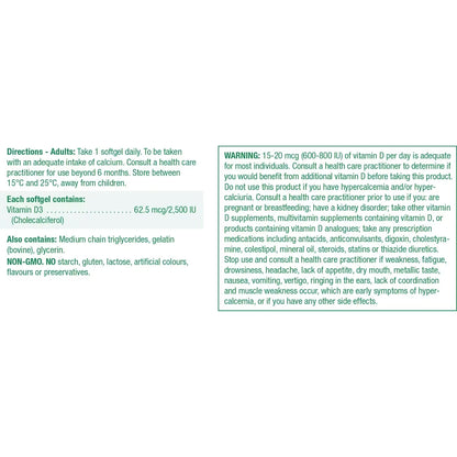Jamieson Vitamin D 2500 IU Softgel product detail