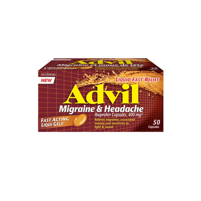 Advil Migraine & Headache Ibuprofen Capsules 400mg front package