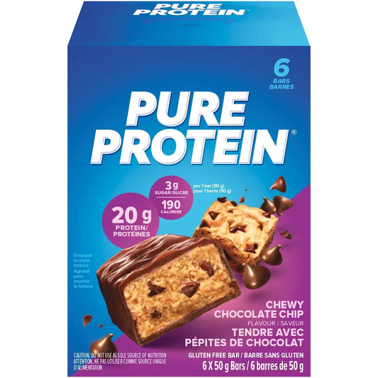 Pure Protein Bars, Chewy Chocolate Chip, Gluten Free Snack Bar front package