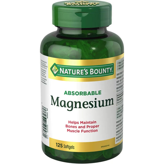 Natures Bounty Absorbable Magnesium Pills, Supplement, Helps Maintain Bones, 400mg front package