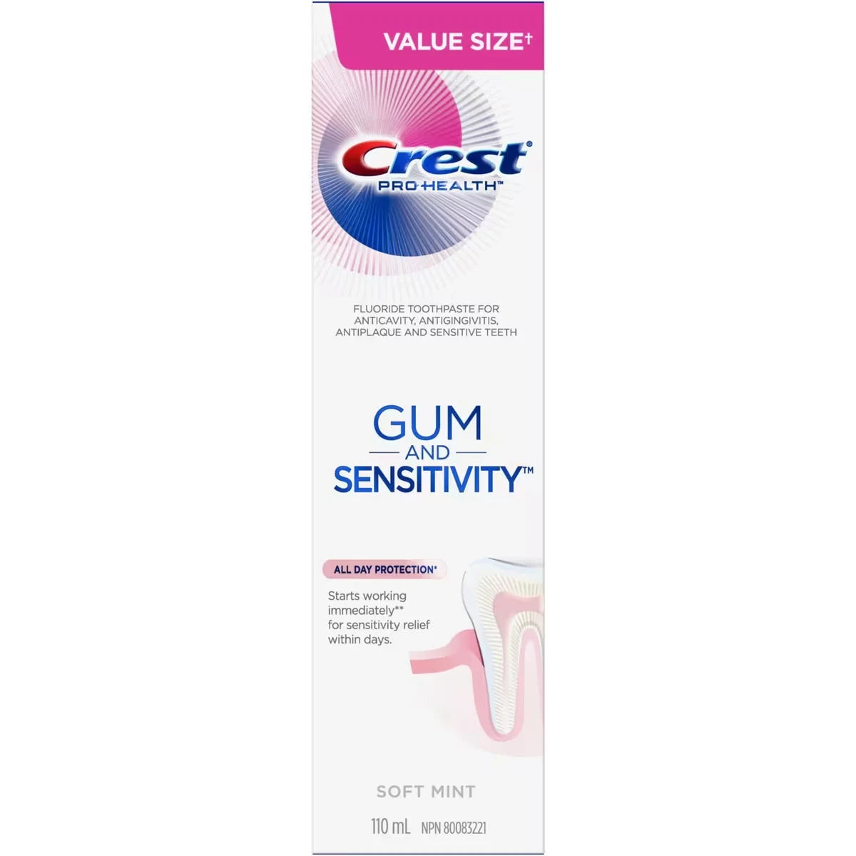 Crest Gum and Sensitivity, Sensitive Toothpaste All Day Protection, 110 mL product detail