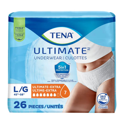 Tena Incontinence Underwear for Women, Ultimate Absorbency, Large, 26 Count front package