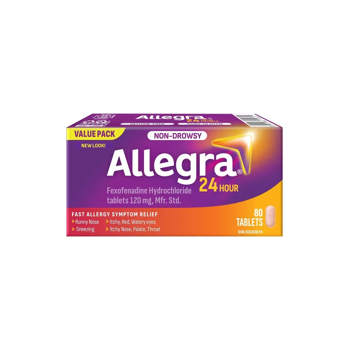 Allegra 24 Hour Allergy Medication, 80 Tablets product package