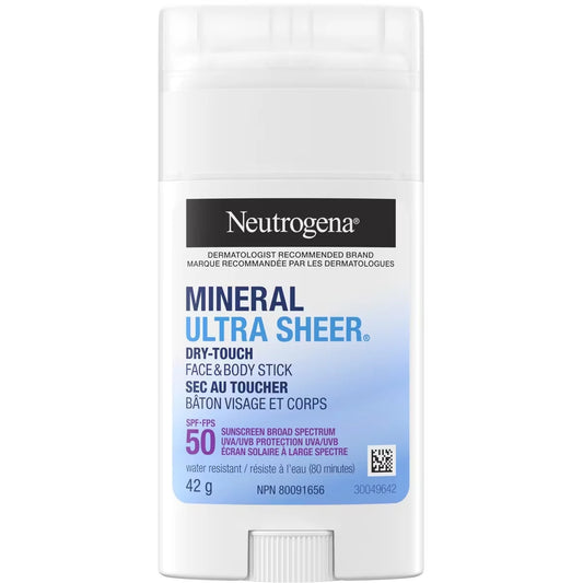 Neutrogena Mineral Ultra Sheer Dry-Touch Face & Body Sunscreen Stick SPF 50 front package