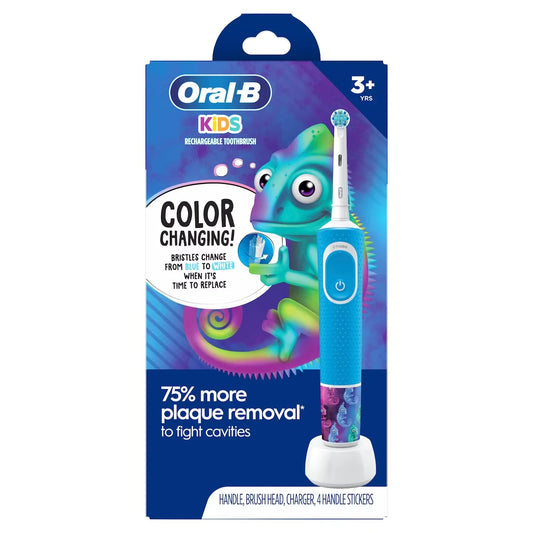 Oral B Kid's Electric Rechargeable Toothbrush with Charger for Ages 3+, Extra Soft Bristles front package