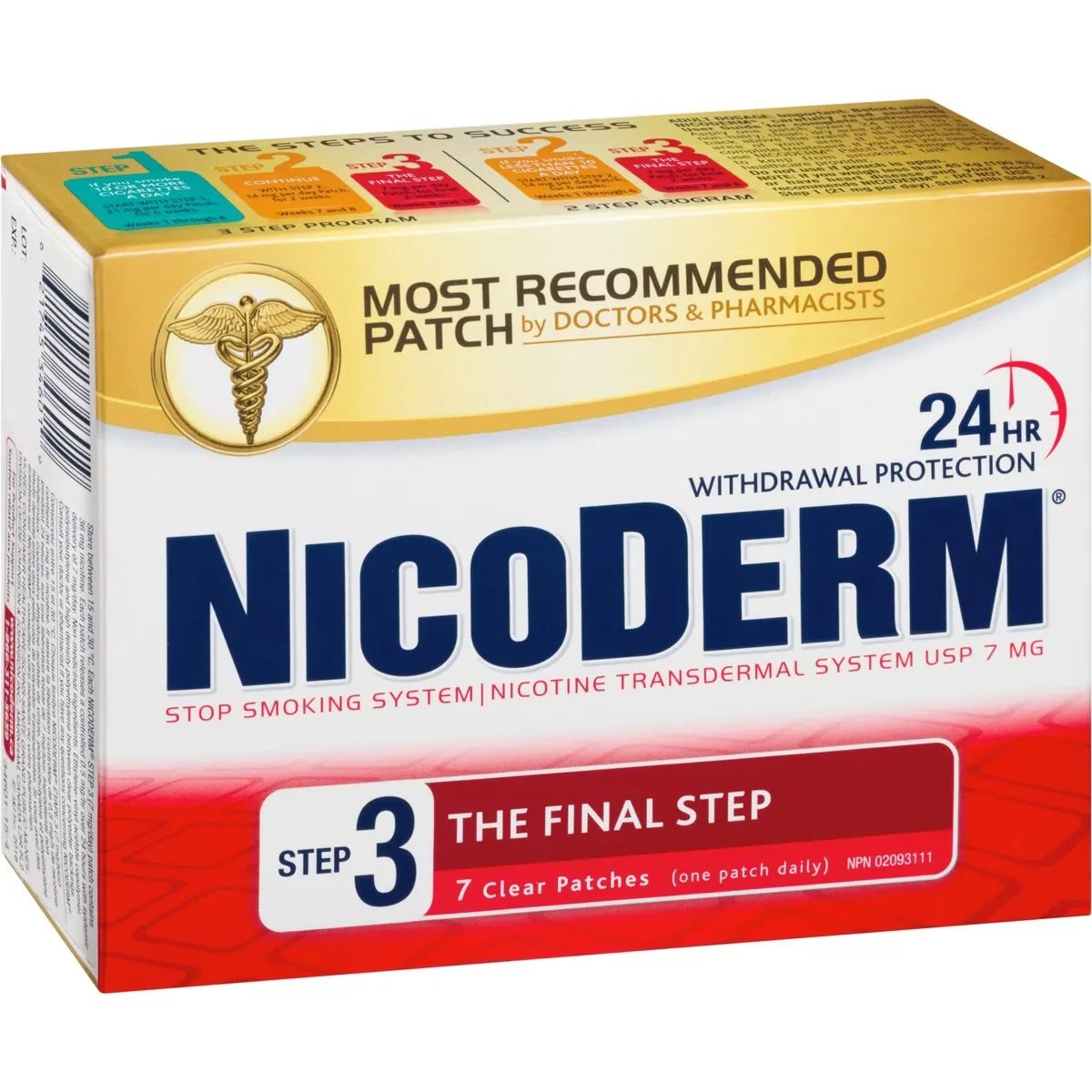 Nicoderm Stop Smoking System, STEP 3, 7 clear patches (one patch daily) 7 mg/day product detail