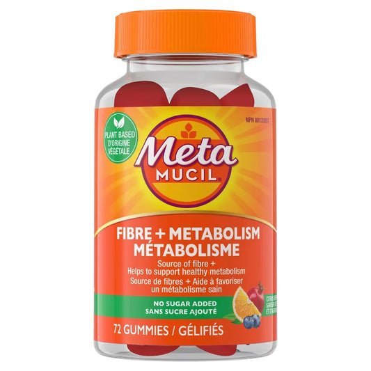 Metamucil Fibre + Metabolism Gummy Supplement for Digestive Health, 72 Gummies product package