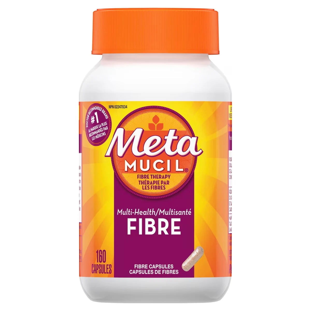 Metamucil 3 in 1 MultiHealth Fibre! Fiber Supplement Capsules, 160 Count product image