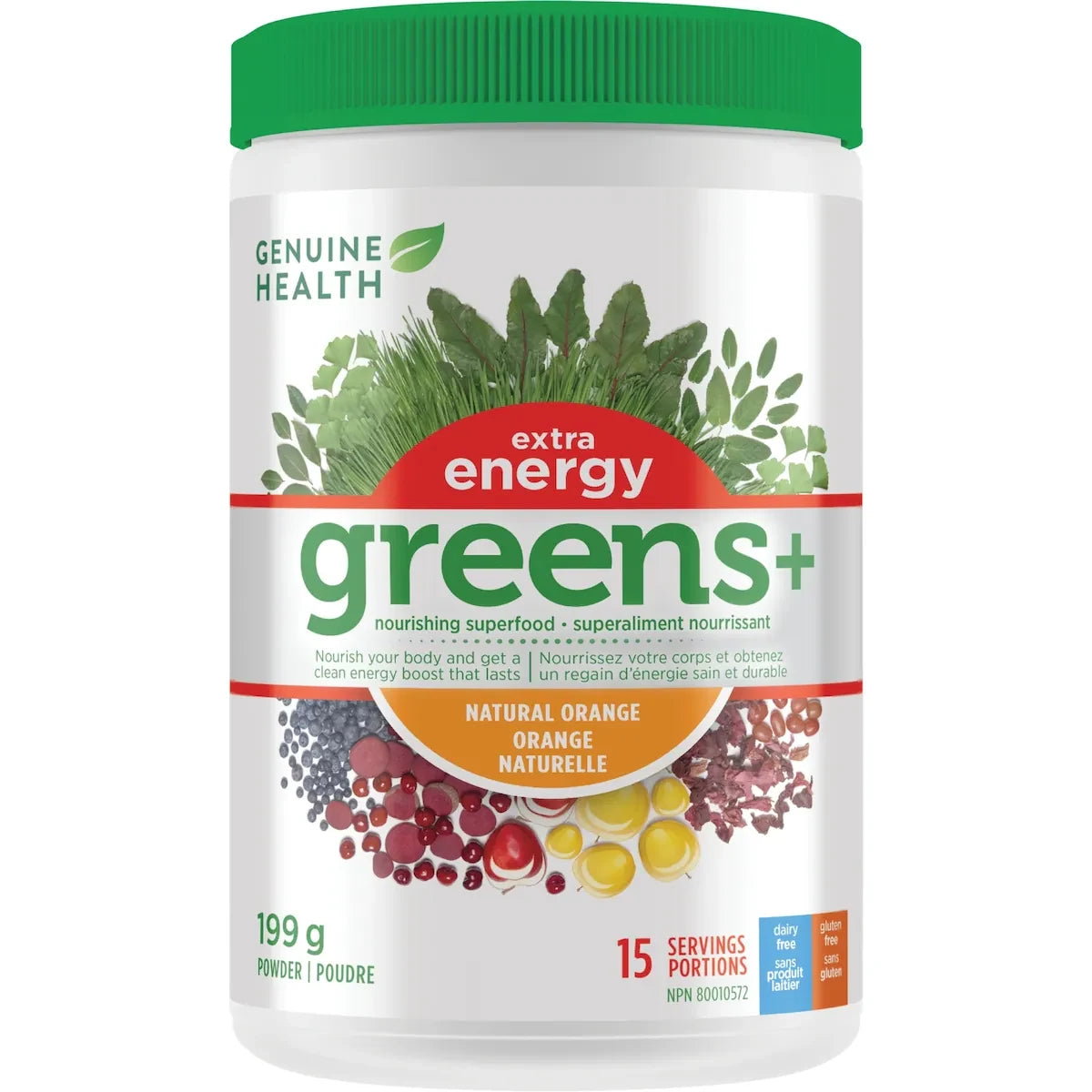 Genuine Health greens+ extra energy front package