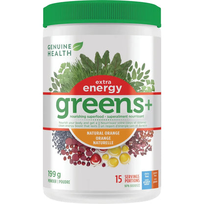 Genuine Health greens+ extra energy front package