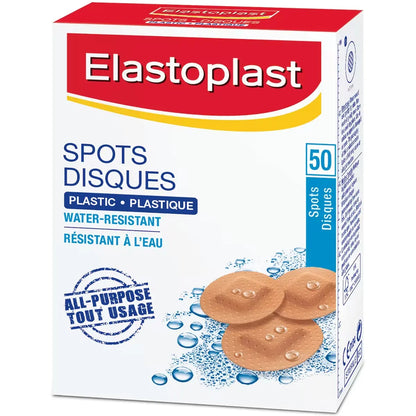 Elastoplast Spots Plastic Adhesive Bandages, 50 Spots front package