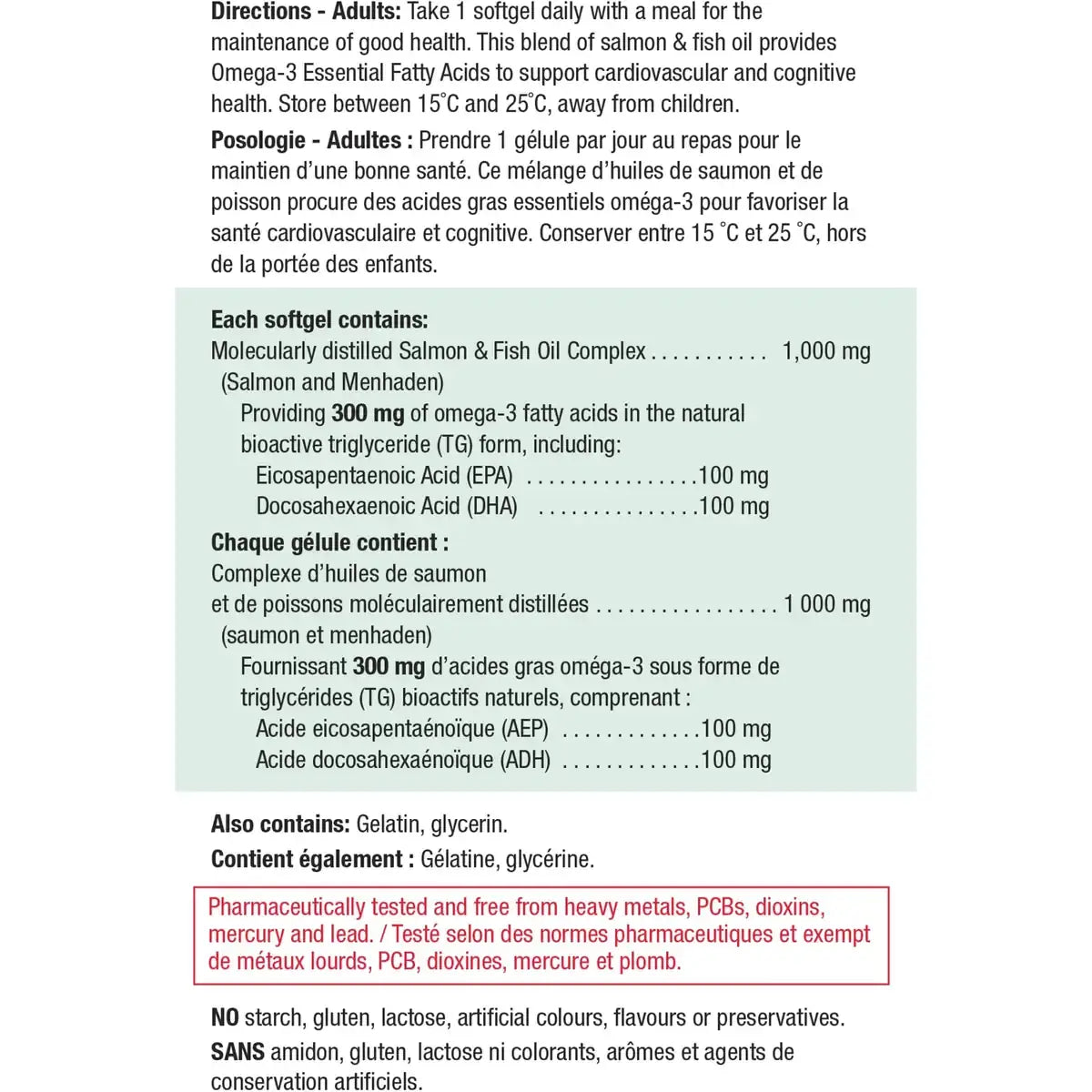 Jamieson Laboratories Salmon & Fish Oils Omega-3 Complex Softgels, 1,000 mg product detail