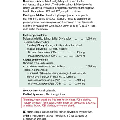 Jamieson Laboratories Salmon & Fish Oils Omega-3 Complex Softgels, 1,000 mg product detail