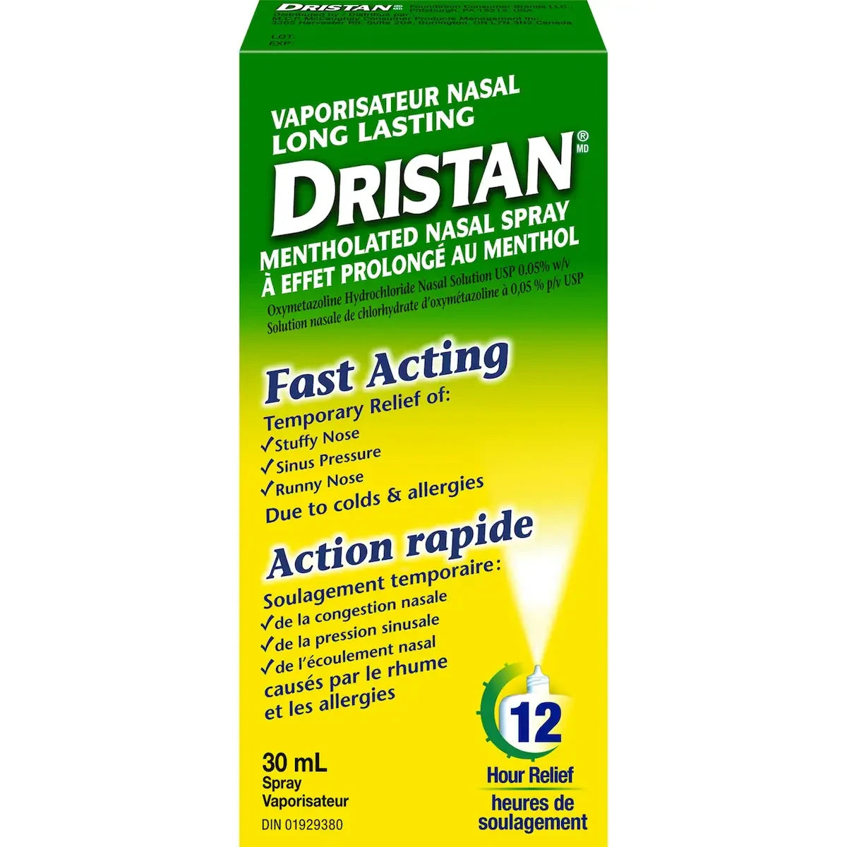 Dristan Mentholated Nasal Spray Long Lasting 30 ml front package