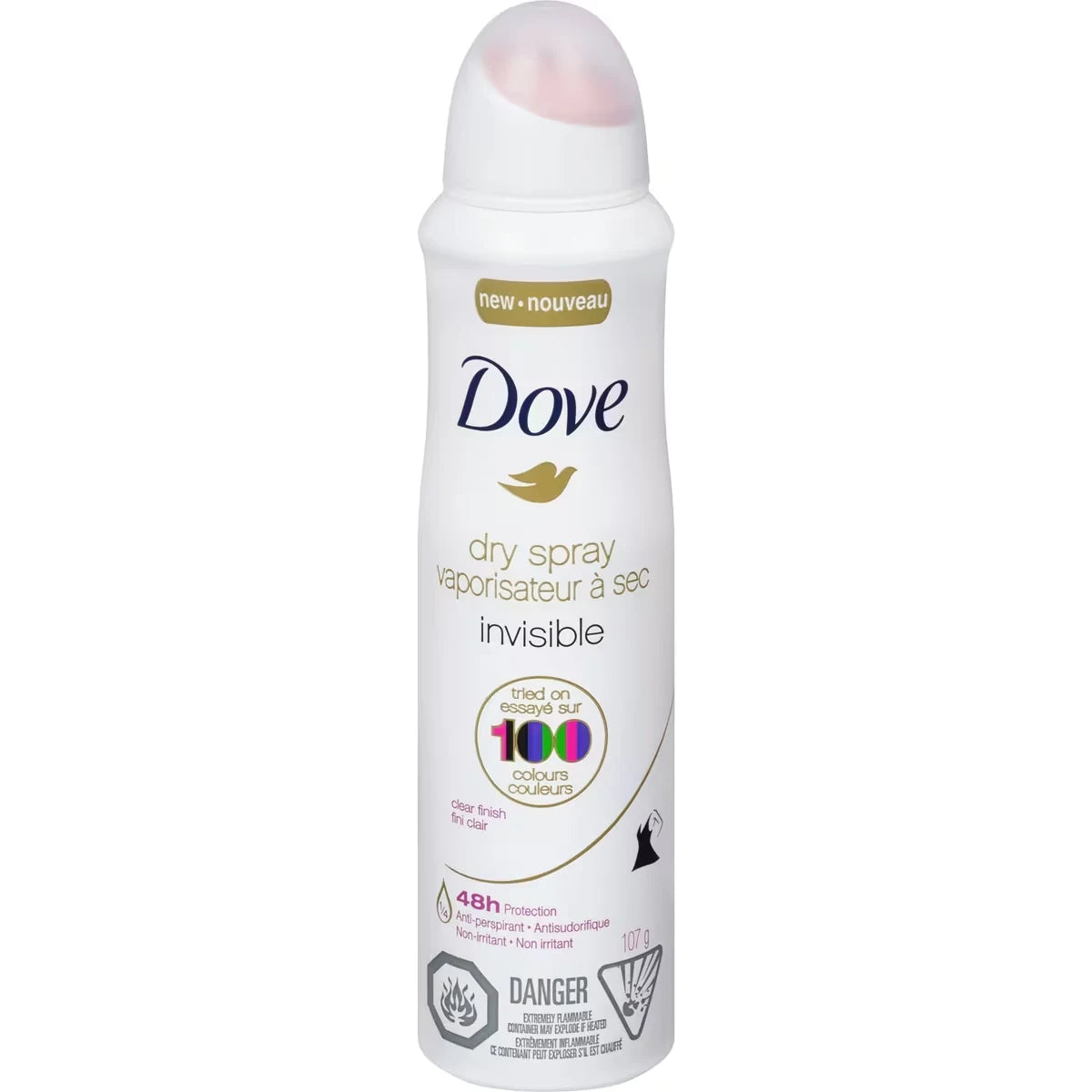 Dove Advanced Care Dry Spray Antiperspirant Deodorant for Women Clear Finish Scent with Pro-Ceramide Technology for Soft front package