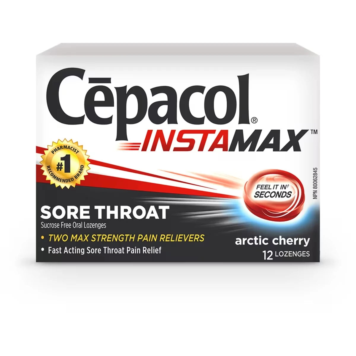 Cepacol Instamax Arctic Cherry, Sore Throat Lozenges, 12 ct 12 count view 2